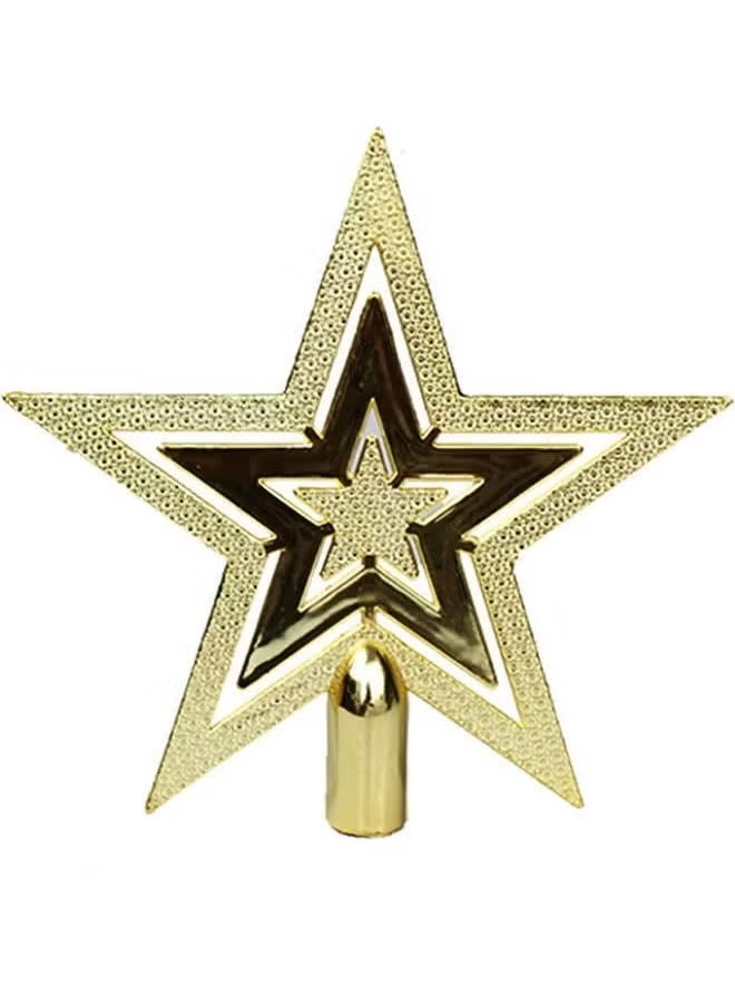 Christmas decoration accessories a package of four Christmas tree decorative ornaments included 24 pieces of Gold Ball 1 Tree Top star 12 pieces of bow and 1 hollow glitter gold flower - Image 5