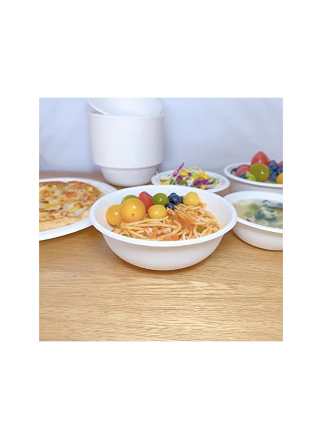 Raxoom 50-Pcs]100% Compostable Heavy-Duty Large Disposable Bowls, Made of Bagasse Cane Fibers, Eco-Friendly and Biodegradable, Perfect for Salad, Soup, Dessert, Hot or Cold Use - Image 4