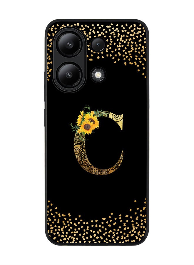 Stylizedd Rugged Black edge case for Xiaomi Redmi Note 13 4G, Cover Custom Monogram Initial Letter Mandala Floral Pattern Alphabet - C ( Black ) - Image 1