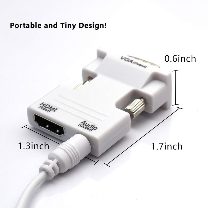 FENTICO HDMI to VGA Adapter Converter (Female to Male), Audio Output Computer Set-top Box Connector Dongle for Computer, Desktop, Laptop, PC, Monitor, Projector, HDTV, Chromebook & Xbox - Image 2