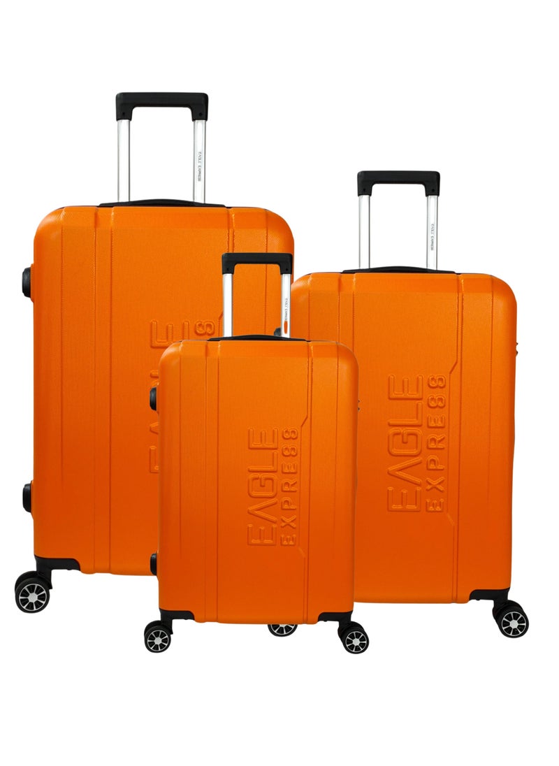 Eagle Express PATRON ABS HARD TROLLEY 20,24,28 inch 3 Piece Set ORANGE  - Image 1