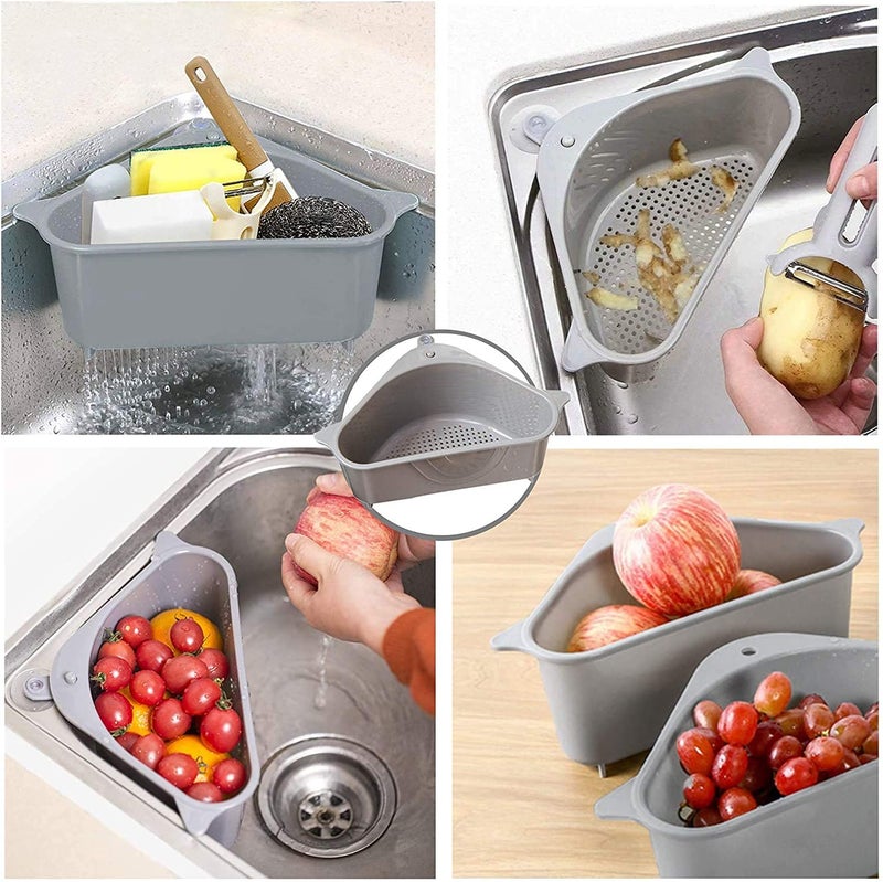 TECHNOWAYS SOLUTION Sink Strainer |Kitchen Sink Waste Collector Basket, Space-Saving Strainer for Easy Food & Debris Filtering Multifunctional Box Organizer |Grey (14D X 26W X 10h Cm) - Image 4
