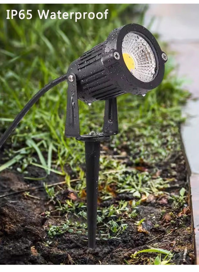 2 حزمة في الهواء الطلق LED حديقة أضواء الأرض، DC12V-24V 3W أبيض دافئ IP65 للماء أضواء الفيضانات في الحديقة لساحة المنزل، الفناء، السياج، الجدار، المسار، الممرات، الممر، أضواء العشب مع ارتفاع أسود - Image 2