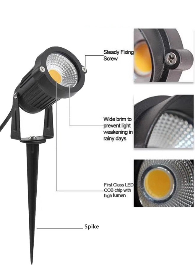 2 حزمة في الهواء الطلق LED حديقة أضواء الأرض، DC12V-24V 3W أبيض دافئ IP65 للماء أضواء الفيضانات في الحديقة لساحة المنزل، الفناء، السياج، الجدار، المسار، الممرات، الممر، أضواء العشب مع ارتفاع أسود - Image 4