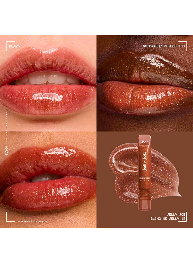 NYX PROFESSIONAL MAKEUP Jelly Job, Full-Bodied Shine Gloss, Lip-Smoothing Shine, Hyper-Glossy Finish, Bling Me Jelly - Image 2