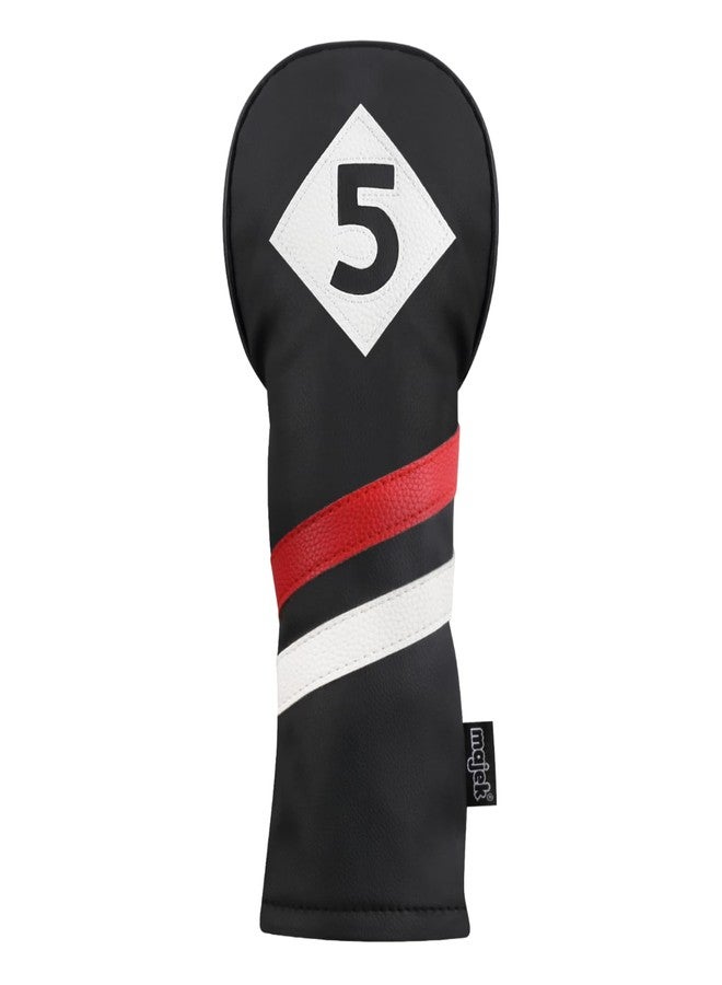 Majek Retro Golf Headcover Black Red and White Vintage Leather Style #5 Fairway Wood Head Cover Classic Look - Image 1
