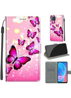 HuHa Case Cover Voltage Coloured Drawing Magnetic Clasp Horizontal Flip PU Leather Case with Holder & Card Slots For OPPO A72 5G / A73 5G / A53 5G C03 Gradient Pink Flying Butterflies 