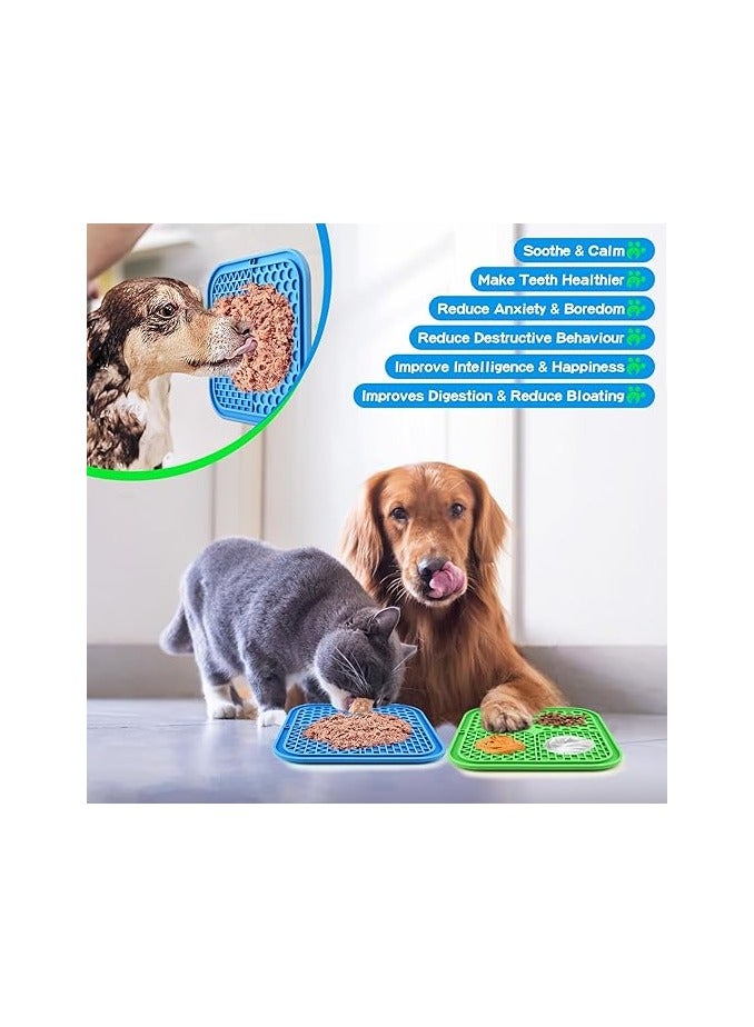 Lick Mat for Dogs u0026 Cats, Dog Lick Mat with Suction Cups (Green Dog Licking Mat + Blue Dog Lick Pad + Orange Spatula) Silicone Slow Feeder Mat for Dog Treats, Peanut er, Yogurt u0026 Cat Food - Image 4