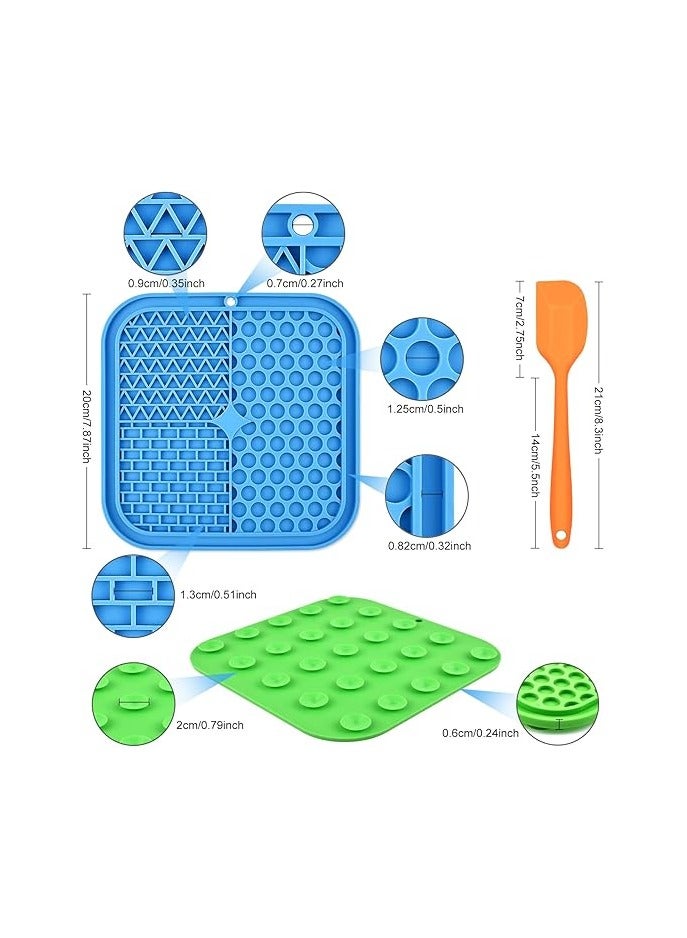 Lick Mat for Dogs u0026 Cats, Dog Lick Mat with Suction Cups (Green Dog Licking Mat + Blue Dog Lick Pad + Orange Spatula) Silicone Slow Feeder Mat for Dog Treats, Peanut er, Yogurt u0026 Cat Food - Image 2