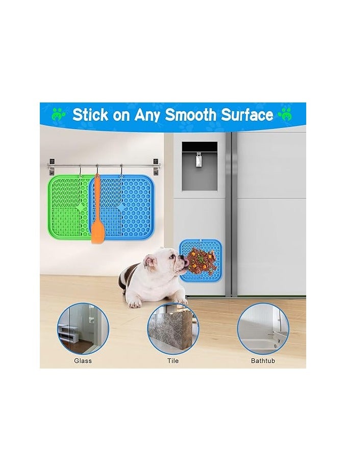 Lick Mat for Dogs u0026 Cats, Dog Lick Mat with Suction Cups (Green Dog Licking Mat + Blue Dog Lick Pad + Orange Spatula) Silicone Slow Feeder Mat for Dog Treats, Peanut er, Yogurt u0026 Cat Food - Image 3