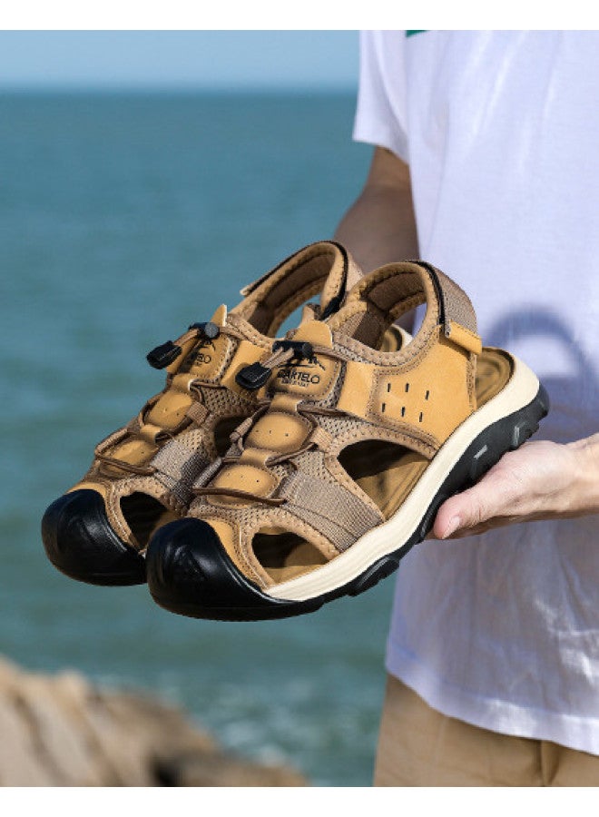 CARTELO Summer Outdoor Openwork Sandals, Breathable Anti-collision Toe Soft Sole Beach Sandals For Men, Men's Sandals - Image 1