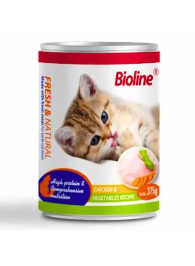 Bioline Canned Cat Food 375g-Flavor-Chicken & Vegetables - Image 1