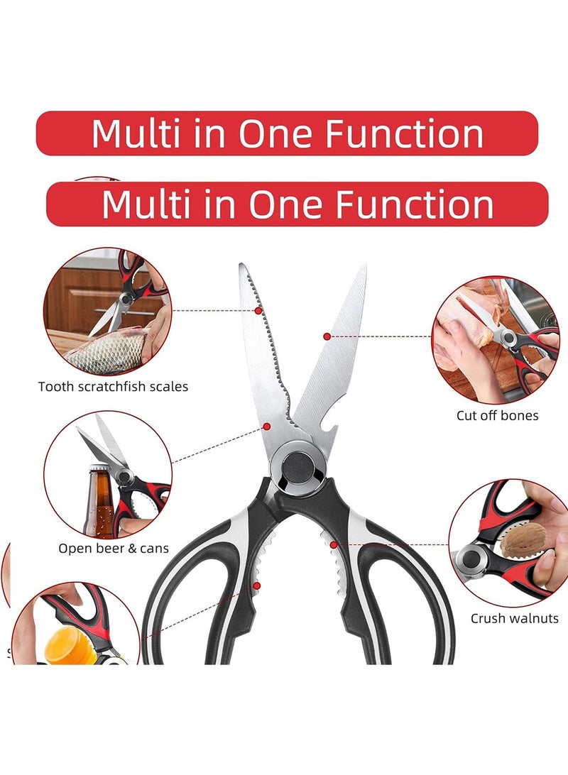 بكومور مقص مطبخ عالي الجودة - عبوة من قطعتين - مقص طعام من الفولاذ المقاوم للصدأ آمن للاستخدام في غسالة الأطباق، مناسب للحوم والأعشاب والبيتزا والدواجن والأسماك - Image 2