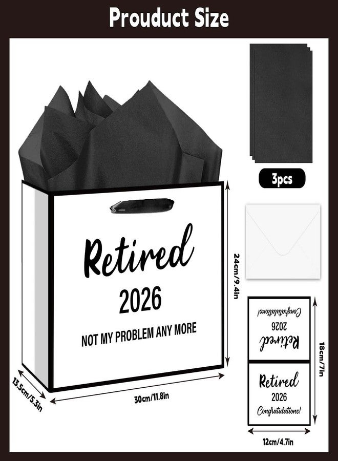RTMISA 2026 Retirement Gift Bag with Tissue Paper and Greeting Card 2026 Retired Gifts Wrapping Bag for Women Men Coworker Teacher, Retirement Party Decorations Supplies - Image 2