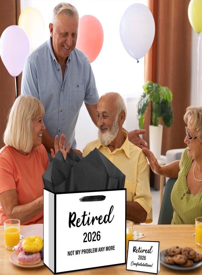 RTMISA 2026 Retirement Gift Bag with Tissue Paper and Greeting Card 2026 Retired Gifts Wrapping Bag for Women Men Coworker Teacher, Retirement Party Decorations Supplies - Image 5