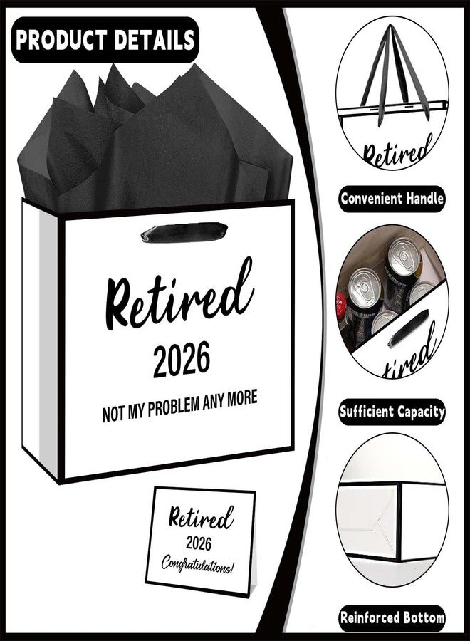 RTMISA 2026 Retirement Gift Bag with Tissue Paper and Greeting Card 2026 Retired Gifts Wrapping Bag for Women Men Coworker Teacher, Retirement Party Decorations Supplies - Image 3