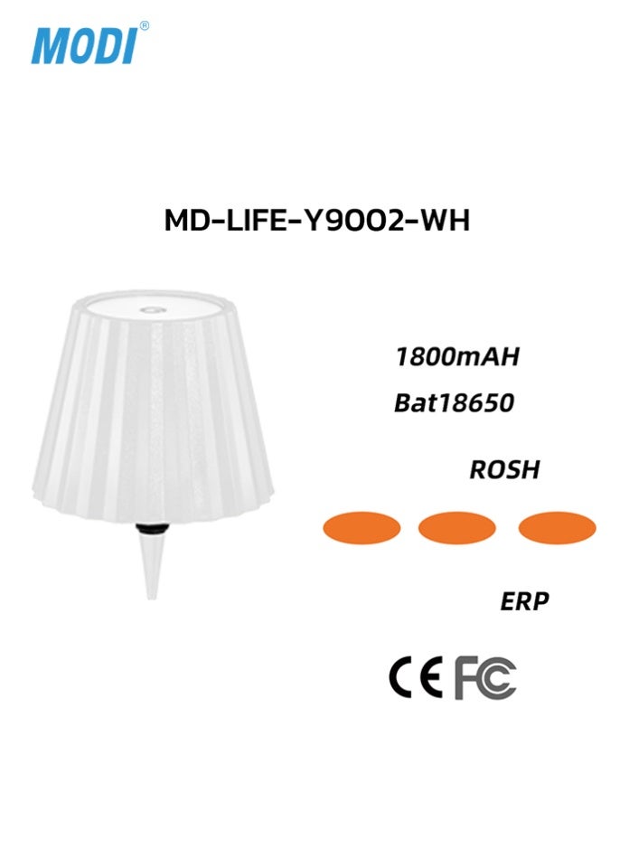 مودي مصباح طاولة LED قابل لإعادة الشحن | تصميم غطاء مطوي | مستشعر لمس | شحن من النوع C | بطارية ١٨٠٠ مللي أمبير/ساعة | إضاءة ديكورية عصرية (أسود وأبيض) - Image 3