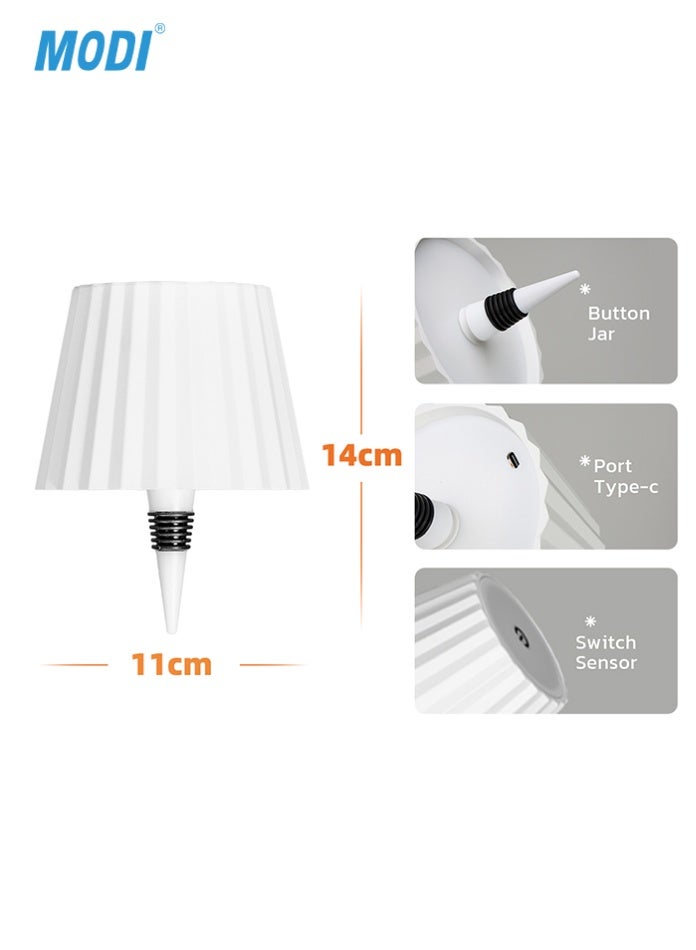 مودي مصباح طاولة LED قابل لإعادة الشحن | تصميم غطاء مطوي | مستشعر لمس | شحن من النوع C | بطارية ١٨٠٠ مللي أمبير/ساعة | إضاءة ديكورية عصرية (أسود وأبيض) - Image 5