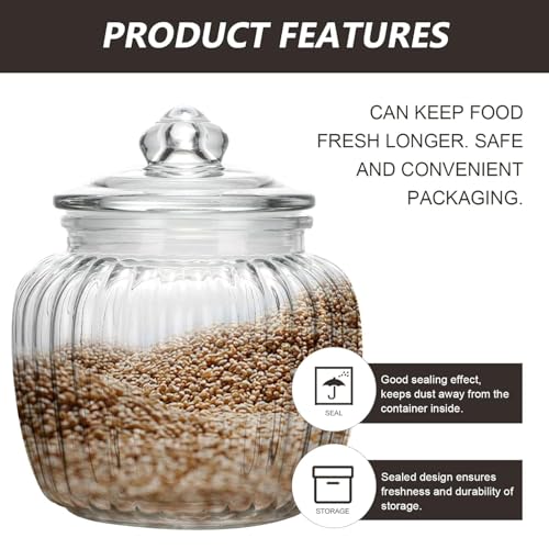 WRINGO 500ML White Glass Storage Jar With Air Tight Glass Lids- Airtight Food Jars Glass Kitchen Containers For Pantry, Pickle Jar, Sugar Pasta Cereal Flour Sugar Storage Jar (WR-01, Set of 2) - Image 2