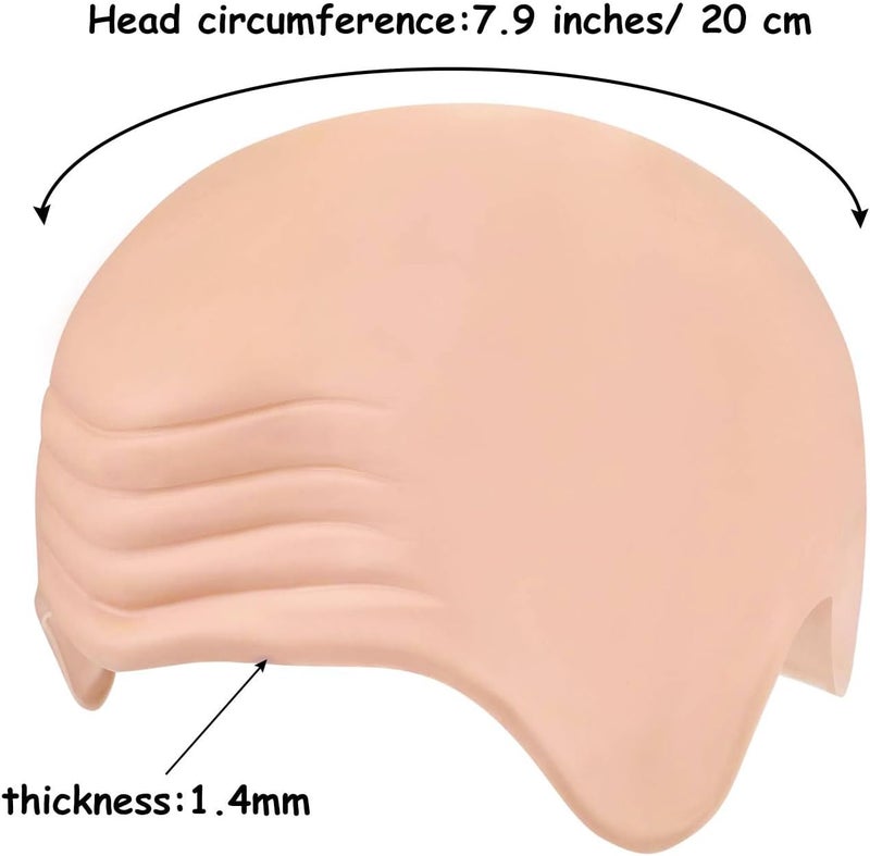 WILLBOND 3 Pcs Halloween Bald Caps Set Makeup Costume Include a Latex Bald Cap and 2 Pcs Nylon Head Caps Cosplay Accessories for Women Men Halloween Party Supplies - Image 2