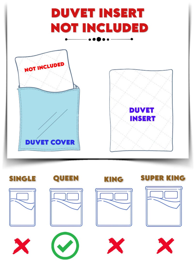 Blueberry 6 Pieces Queen Size Duvet Cover Set - Includes 1 Duvet Cover (220x240cm), 1 Fitted Sheet (150x200+30cm), 4 Pillow Cases (53x75cm) - Image 4