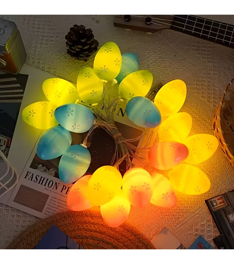 20 Led Easter Colorful Egg Light String For Egg Hunt Party Decoration With Flicker Mode Cute Eggs Indoor Home Bedroom Holiday Decor Unplugged Battery Not Included - Image 1