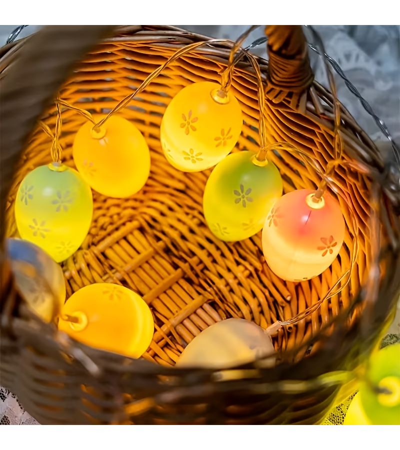 20 Led Easter Colorful Egg Light String For Egg Hunt Party Decoration With Flicker Mode Cute Eggs Indoor Home Bedroom Holiday Decor Unplugged Battery Not Included - Image 2