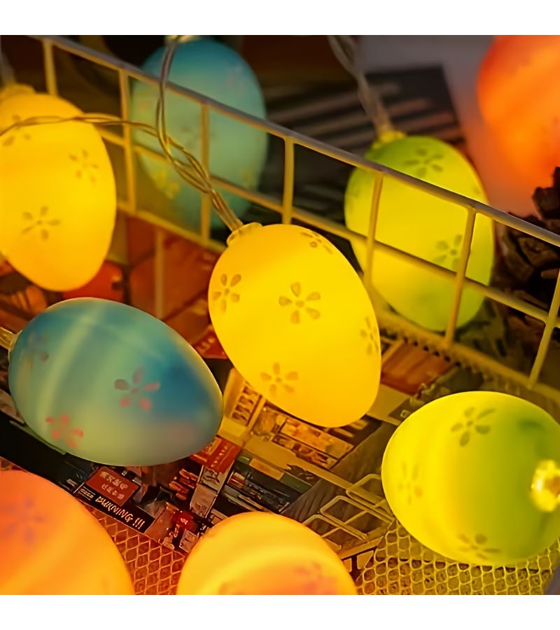 20 Led Easter Colorful Egg Light String For Egg Hunt Party Decoration With Flicker Mode Cute Eggs Indoor Home Bedroom Holiday Decor Unplugged Battery Not Included - Image 5