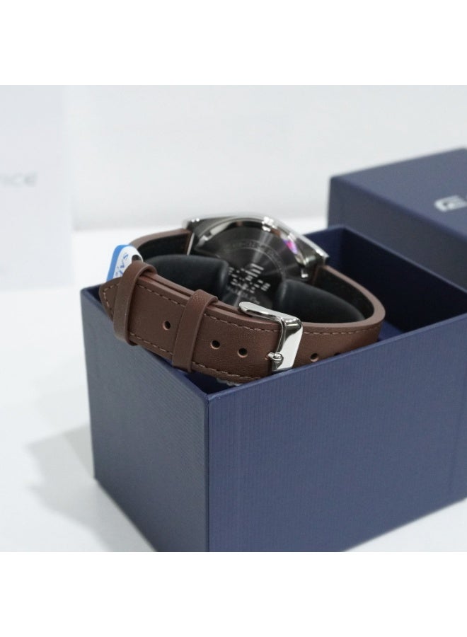 CASIO Edifice Chronograph Men's Watch EFB‑730L‑7AV, 40 mm Champagne Dial, Leather Strap, 100 M WR. - Image 2