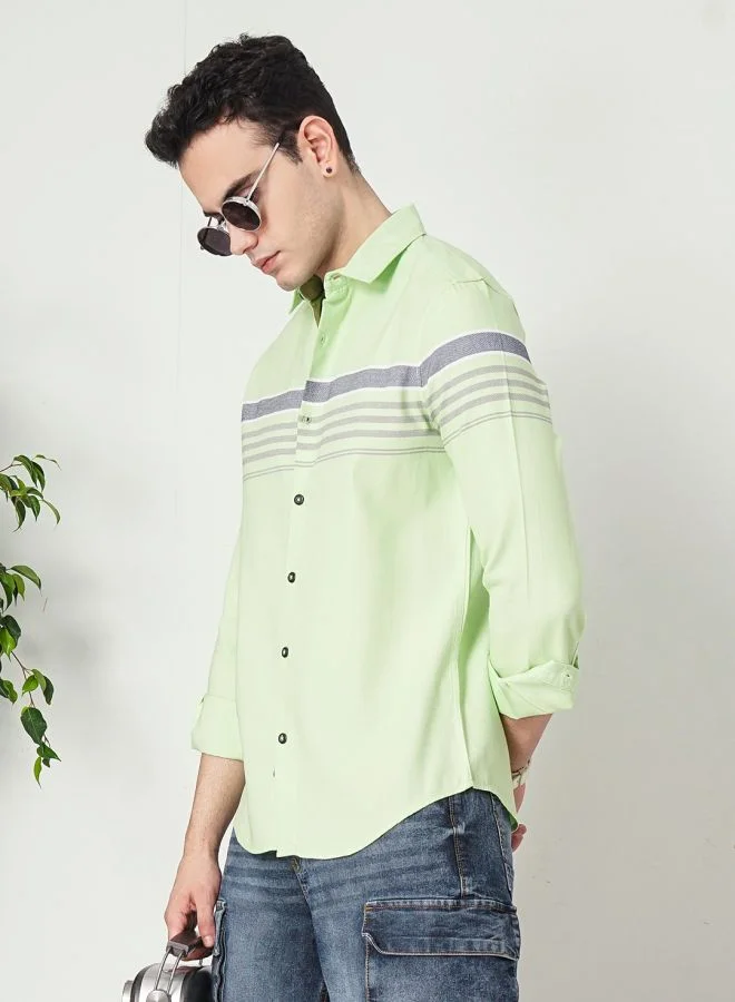 The Indian Garage Co Men Regular Fit Striped Full Sleeves Cutaway Collar Casual Shirt
