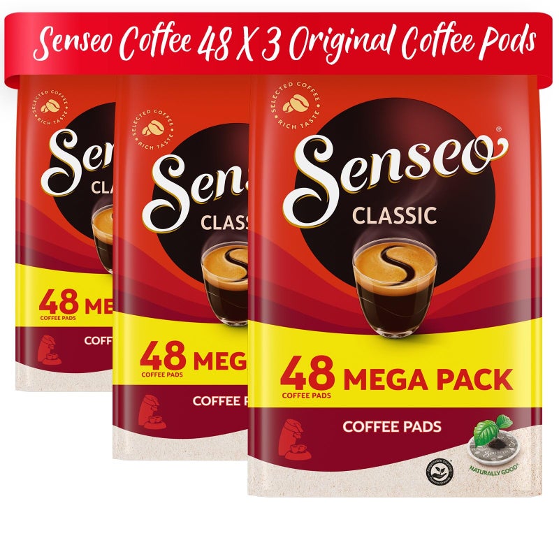 Senseo Classic Medium Roast Coffee Pods - 144 Count (3 Packs) - Smooth, Balanced Flavor with Rich Crema - Single-Serve Pads Compatible with Senseo & PeleCom Machines - Image 1