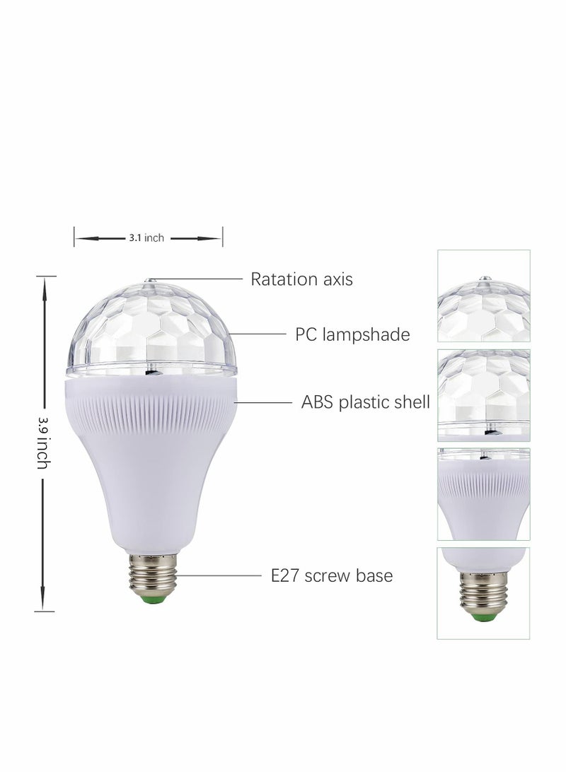 Excefore E27 Disco Light Bulb Rotating LED Party Bulb Strobe Light for Parties 6W RGB Multi Crystal Disco Ball Light Strobe Bulb Decor for Birthday - Image 5
