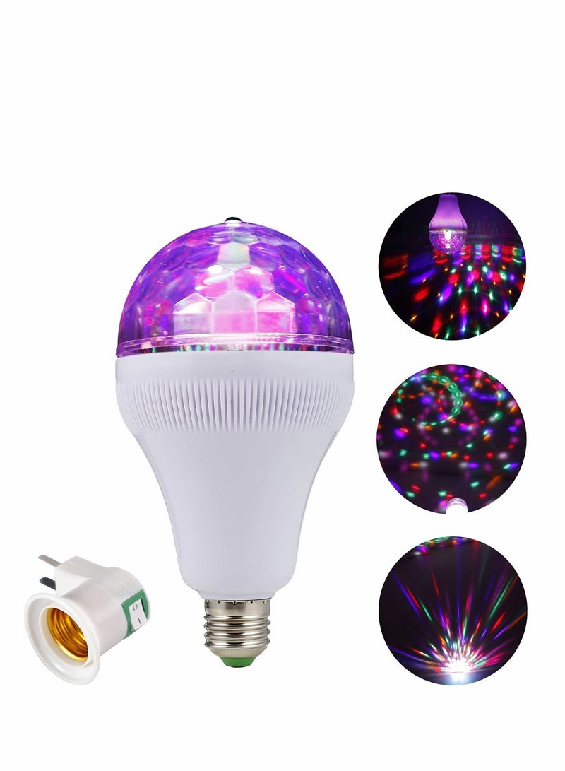Excefore E27 Disco Light Bulb Rotating LED Party Bulb Strobe Light for Parties 6W RGB Multi Crystal Disco Ball Light Strobe Bulb Decor for Birthday - Image 1