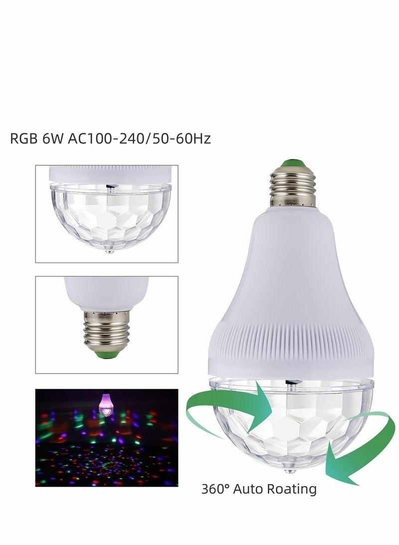 Excefore E27 Disco Light Bulb Rotating LED Party Bulb Strobe Light for Parties 6W RGB Multi Crystal Disco Ball Light Strobe Bulb Decor for Birthday - Image 4