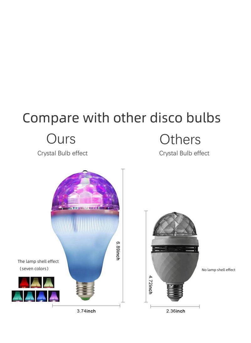 Excefore E27 Disco Light Bulb Rotating LED Party Bulb Strobe Light for Parties 6W RGB Multi Crystal Disco Ball Light Strobe Bulb Decor for Birthday - Image 3