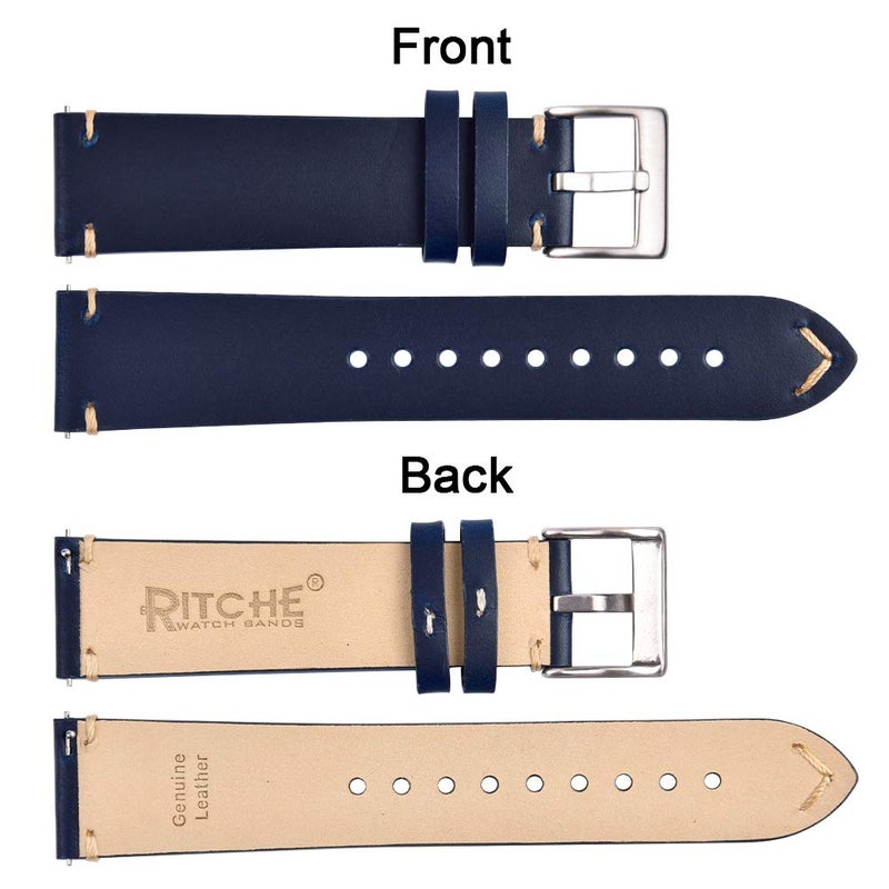 Ritche 20mm Classic Genuine Leather Watch Bands for Omega x Swatch Moonswatch Quick Release Vintage Leather Watch Straps Compatible with Timex Weekender Watch for Men, White Elephant Gifts, Stocking Stuffers for Men - Image 5