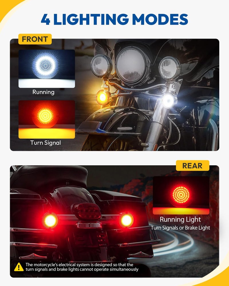 ANONEMOTO Brightness 1157 1156 LED Turn Signals 3 1/4 Inch Compatible for Harley Electra Glide Road King Softail Tour Glide Ultra Limited Turn Signal Led Lights Brake Lights 1986-2024 - Image 3
