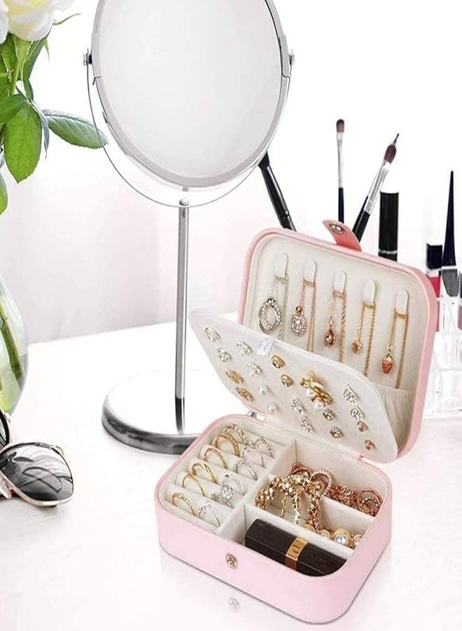KERFORA PU Leather Travel Jewelry Box, Double Layer Small Organizer for Women and Girls, Portable Mini Travel Case Storage Display Holder - Image 2