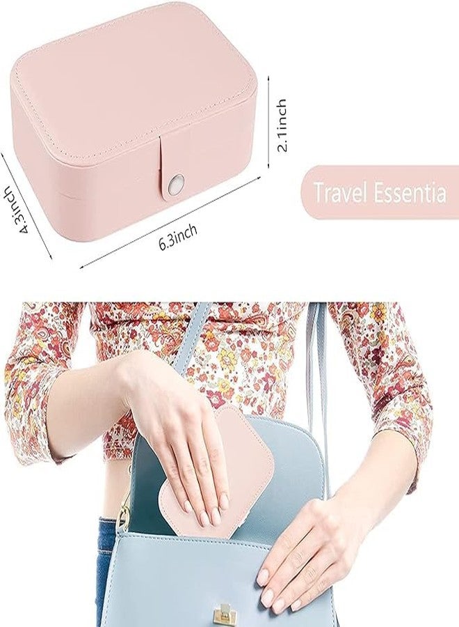 KERFORA PU Leather Travel Jewelry Box, Double Layer Small Organizer for Women and Girls, Portable Mini Travel Case Storage Display Holder - Image 5