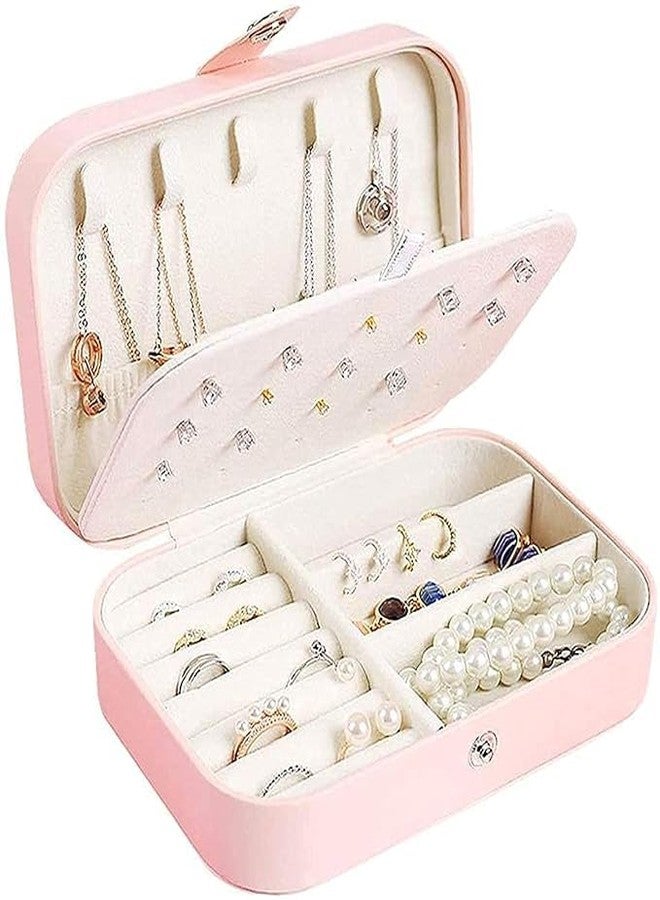 KERFORA PU Leather Travel Jewelry Box, Double Layer Small Organizer for Women and Girls, Portable Mini Travel Case Storage Display Holder - Image 1