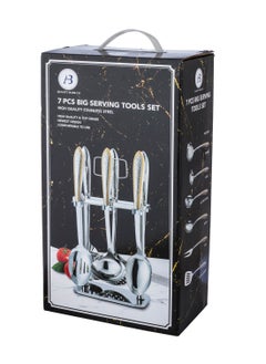 Bin shihoon 7 Piece Stainless Steel Serving Spoons and Scoops Set, Silver and Gold  - Image 5