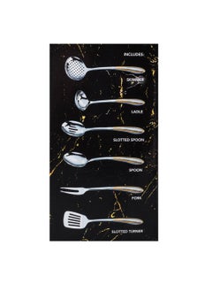 Bin shihoon 7 Piece Stainless Steel Serving Spoons and Scoops Set, Silver and Gold  - Image 4