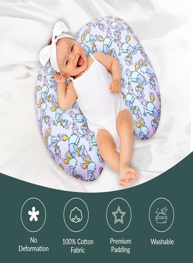 ZIKKU Baby Feeding Pillow with Soft Removable Cotton Cover - Ergonomic Support, Daisy Duck Print (Pink, Semicurcular) - Image 2