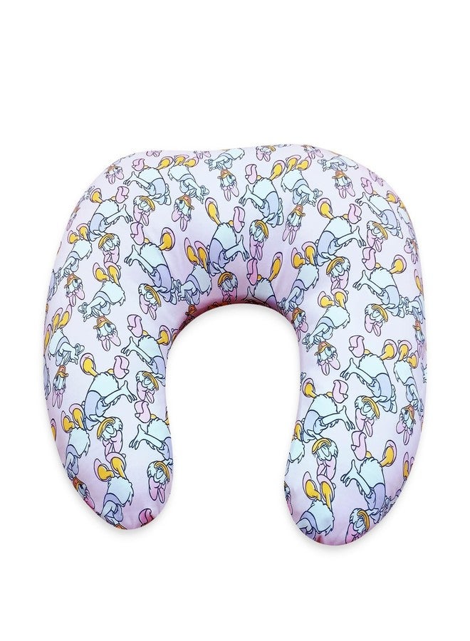 ZIKKU Baby Feeding Pillow with Soft Removable Cotton Cover - Ergonomic Support, Daisy Duck Print (Pink, Semicurcular) - Image 1