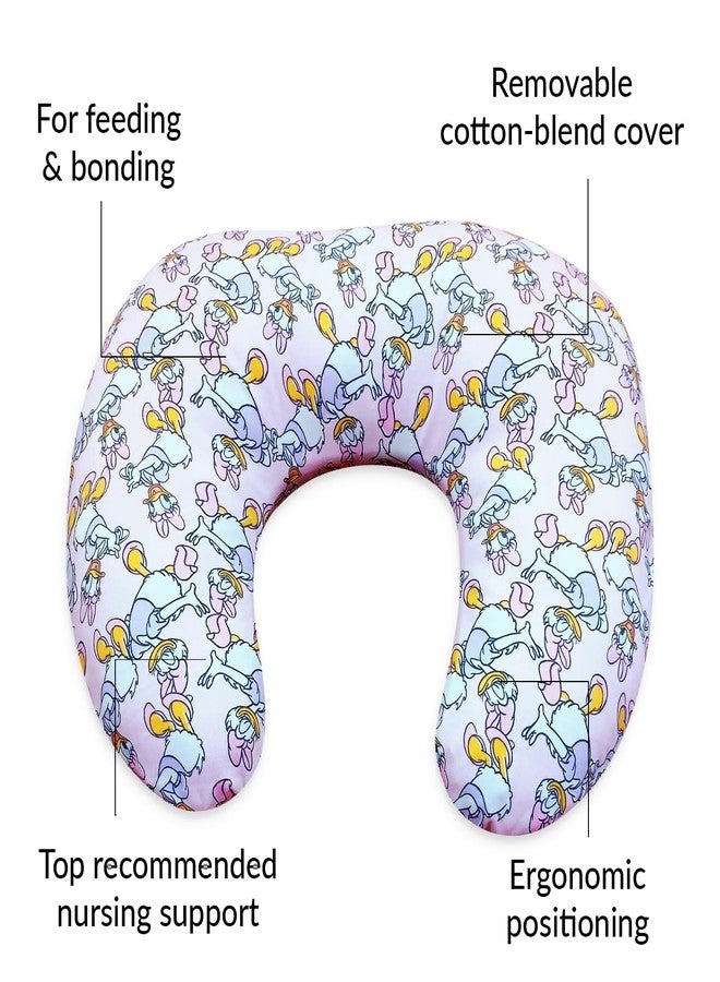 ZIKKU Baby Feeding Pillow with Soft Removable Cotton Cover - Ergonomic Support, Daisy Duck Print (Pink, Semicurcular) - Image 5