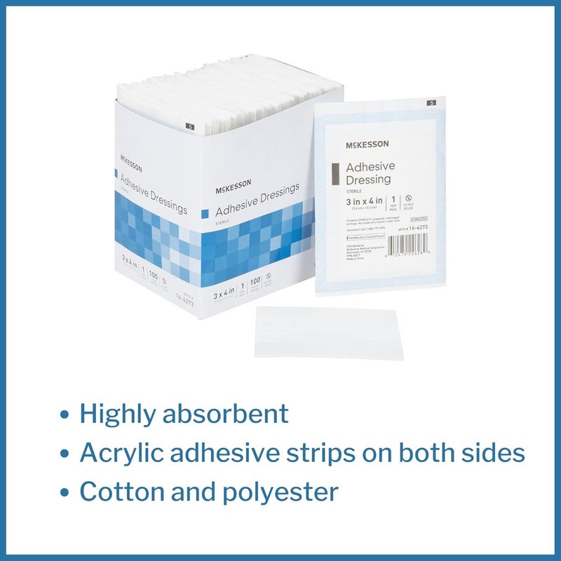 McKesson Adhesive Dressing Sterile CottonPolyester 3 in x 4 in 100 Count 1 Pack - Image 2