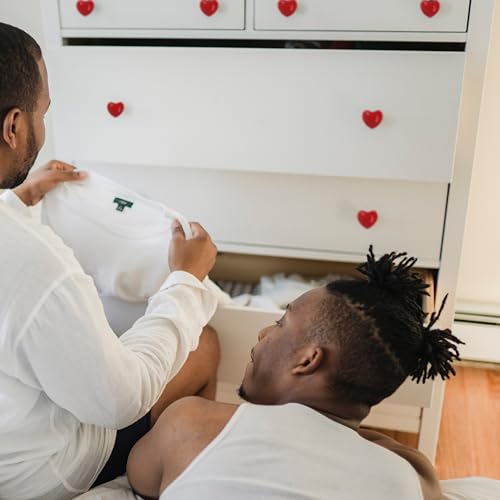 Perphin Heart Ceramic Dresser Drawer Knobs Heart Shape Cabinet Dresser Pulls Handles with 3 Sized Screws Kitchen Furniture Knobs (Red, 6 Pack) - Image 3