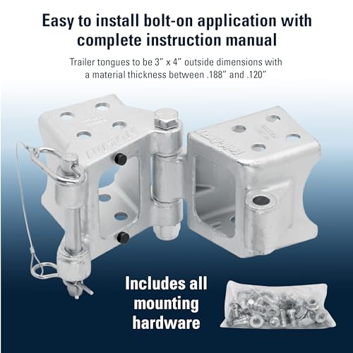 Fulton HDPB340101 Bolt On Folding Trailer Tongue Swing Away Hinge Kit for 3 Inch x 4 Inch Trailer Beams, 7,500 lbs. Capacity, Helps Reduce Trailer Length for Storage - Image 3