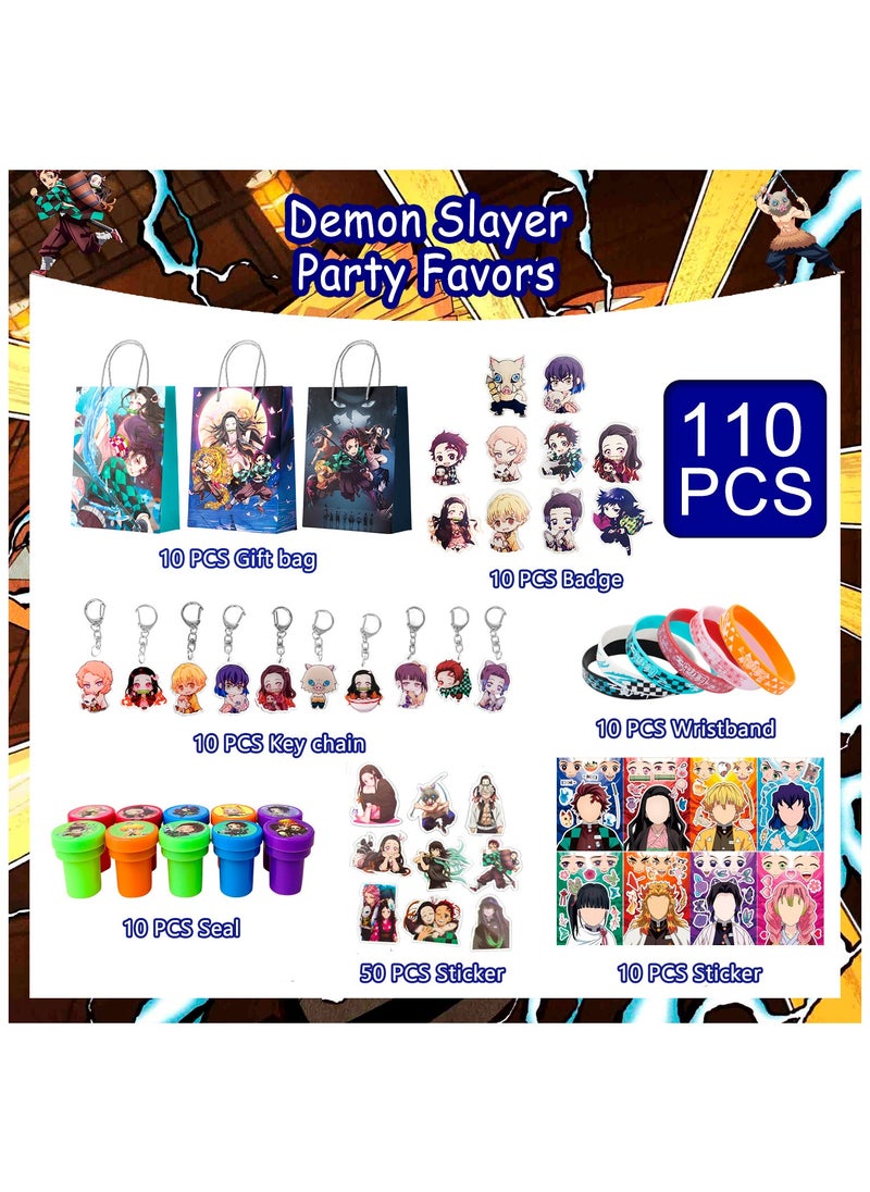 FRUITFUL PARTY 110pcs Anime Party Favors for 10 Guests, Cartoon Goodie Bags Stickers Wrisband Seal Badge etc Anime Themed Birthday Party Supplies  - Image 2