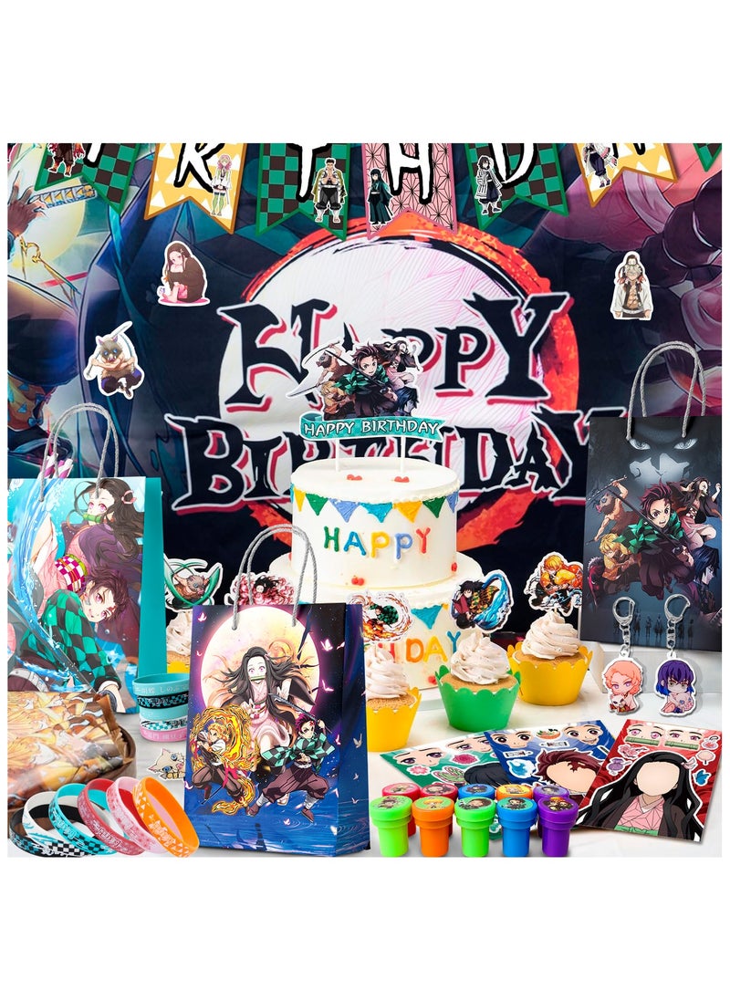 FRUITFUL PARTY 110pcs Anime Party Favors for 10 Guests, Cartoon Goodie Bags Stickers Wrisband Seal Badge etc Anime Themed Birthday Party Supplies  - Image 4